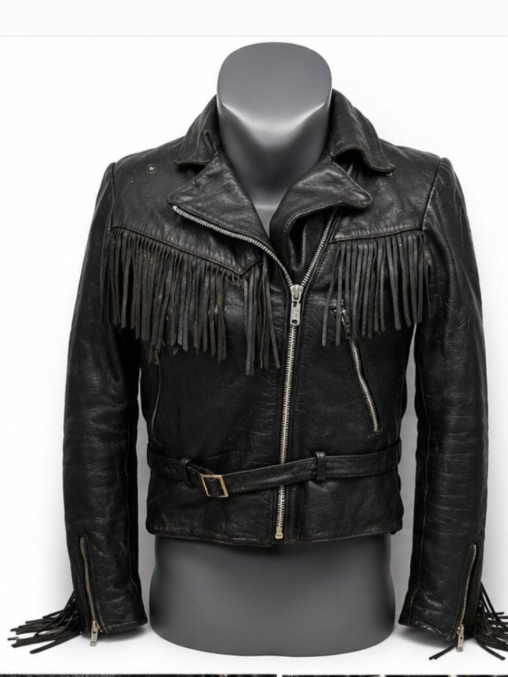 Vintage 90s Harley Davidson Leather Fringe Biker Motorcycle Jacket W S / 36